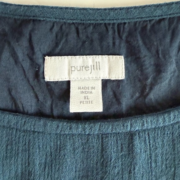 Pure Jill Tie Dye Dress XL Petite Blue Gray Stripe Cotton Beach Hippie Boho - Picture 4 of 8